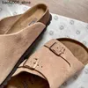 Hausschuhe Passende Sandalen für Männer und Frauen im neuen Sommer 2023 mit dickbesohlten Leder-Kork-Hausschuhen Herren Strand Q240318