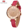 Mini Focus Light Lüks Elmas Seti Su Geçirmez Japon Hareketi Buzağı Strapt Women's Watch 0255L