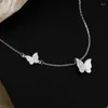 Pendants 925 Sterling Silver Sweet Butterfly Pendant Necklace For Women Clavicle Chain Wedding Party Holidays Gift Fine Jewelry