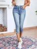 Jeans da donna 2023 Estate nuove donne elastico in vita al polpaccio Jeans moda alta elasticità slim denim pantaloni a matita casual skinny jeansC24318