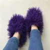 Slippers High Quality Women Slides Fashion Warm Flat Slippers Playful Mongolian Round Toe Fur Slippers Long Hair Girls Shoes Flip Flops