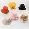 Berets Summer Bow Tie Fisherman Hat 2024 Wide Large Brim Outdoor Beach Sun Cap Fashion UV Proof Protection Women Bucket