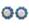 2024 Backs Earrings All Body 925 Silver Turquoise Inlaid Pearl Ear Studs Fashion And Elegant Clips