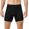 Calzoncillos Boxer de seda de hielo para hombre, ropa interior de pierna larga, bragas deportivas sin costuras, pantalones cortos transpirables suaves para gimnasio y Fitness