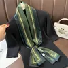 Summer European and American Versatile Workplace Mulberry Silk Scarf Green Polka Dot Stitching Double-Layer Double-Sided Silk Ribbon for Wom