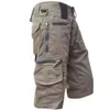 Militaire Cargo Shorts Heren Tactische Joggers Shorts Effen Kleur Multi Zakken Zomer Relaxed Fit Rechte Cargo Shorts Streetwear 240312