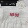 Fashion Pink Bow Earrings Charm New Style Women Stud Earrings Designer Gift Jewelry Fashion Exquisite Love 18K Gold Earrings Party Jewelry Wholesale