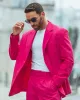 Abiti Street Wear Fucsia Abiti da uomo 2 pezzi Sposo Festa da sposa Risvolto con visiera Terno Masculino Smoking Costume Homme Blazer maschile Set