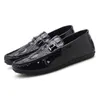 HBP Non-Brand Lightweight Boat Barefoot Moccasins Black Crocodile Pu Leather Loafer Men Driving Shoes