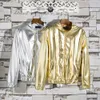 Men Jacket Sparkling Long Sleeve Outerwear Keep Warm Cotton Blend Coat Autumn Shining Men Zip-up Jacket Streetwear Daily Wear 240314