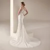 Abiti da sposa sposa sirena pizzo Luxyry 2024 Robe De Mariee morbido raso sexy scollo a V backless boho Vestido De Noiva bianco avorio YD