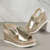 Sandaler Kvinnor Guldkilar Sandaler 2023 Summer Hollow Out Chunky Platform Sandaler Kvinna Peep Toe Sandaler Plus Size 43 Sandalias Mujer