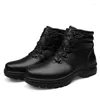 Boots Non-Slip Mens Genuine Leather Lace-up Men High Top Shoes Fashion Motocross Outdoor Male Ankle
