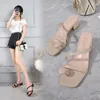 Butów sukienki klip z palec guzików gladiator sandały kobiety thck med-high obcasy wąskie opaski flipflops jandal sandalias mujer plus size 43