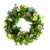 Couronnes de fleurs décoratives de printemps, 45cm, artificielles, guirlande florale colorée, pour porte extérieure, décoration de mariage et de maison