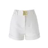 JUNE LIPS Fashion Summer 4 Colors For Option Pink Black White Beige Texture Washed Denim Shorts Women With Belt Wholesale 240304