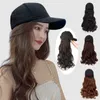 Mode Dames Gebreide Hoed Baseball Cap Pruik Recht Lang Haar Groot Golvend Krullend Haar Extensions Meisjes Baret Nieuw Ontwerp Simulatie Haar Y240k