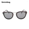 Sunglasses Fashion Ebony Wood Polarized Women Glasses Handmade Wooden Frame Men Driving Eyewears Shades Gafas Designer Retro