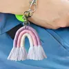 Dekorativa figurer Rainbow KeyChain Novelty hängdekoration för flickor handgjorda färgglada boho nyckelhållare väska plånbok handväska kedja