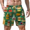 Men's Shorts Summer Mens Beach Shorts 3D Printed Food Drinks Graphic Loose Casual Short Pants Oversized Holiday Surfing Board Shorts For Men Y240320