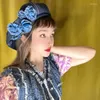 Berety kontrastowe kolor kwiat beret vintage modne jeansowe czapki japońskie tkaninę malarz malarz eleganckie niebieskie czapki z kamelii