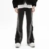 Y2K Streetwear Baggy Flare Men Jeans Pants Split Zipper Straight Vintage Washed Black Hip Hop Denim Trousers Pantalon Homme 240403