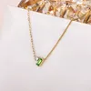 Collane con ciondolo Collana girocollo a catena punk moda femminile color oro acciaio inossidabile verde trasparente CZ per gioielli da donna regalo di compleanno