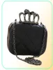 Whole new vintage Skull purse Black Skull Knuckle Rings Handbag Clutch Evening Bag The chain inclined shoulder bag js2906443286