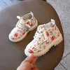 HBP Balık Olmayan Kızlar Ayakkabı Sıcak Sevimli Botlar Bebek İngiliz Tarzı Deri Botlar Sonbahar Kış Yeni Prenses Kız Ayakkabı Sevimli Çilek Ayak Bileği Botları