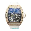 Женские часы RM Watch Lastest Watch RM030 Rear Diamond 18K Rose Gold Мужские полые часы Тип бочонка Автоматические механические часы