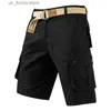 Men's Shorts Cargo Kn shorts for mens sports and leisure Bermuda shorts plus size cotton half pants straight running gym shorts Y240320