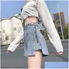 Womens Jeans Retro Harajuku Denim Shorts Summer Loose Wide Legs Fashion Thin Ladies Straight High Waist Pants Streetwear 211129 Drop D Ot0Td