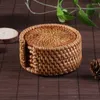 Plateaux à thé 6 pièces, sous-verres ronds en rotin naturel, napperons isolants faits à la main, tapis de tasse de rembourrage de Table