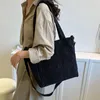 Sacs à bandoulière femmes velours côtelé sac fourre-tout grande capacité décontracté couleur unie fronde loisirs Shopping femmes filles mode sac à main