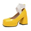 Geklede schoenen Oversize groot formaat Grote vierkante tenen Dikke hak Modetrend Pompen Dames Dames met ontwerp