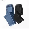 Jeans da donna Jeans strappati primaverili per abbigliamento donna Pantaloni dritti a vita alta Pantaloni coreani alla caviglia con patchwork di jeans larghi 2023C24318