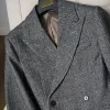 Ternos masculinos terno de uma peça cinza escuro marinha espinha de peixe tweed comprimento médio bussiness retro espessamento jaqueta para padrinhos de casamento