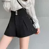 レディースショートパンツレディースファッションオルハイワシテットフロントジッパーウールショーツ女性服女の子セクシーな戦利品ショーツメスアウターブートカットB22143C243128