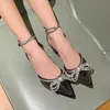 High Heels Black Sexy Headband Rhinestone Bow Flip Flop Sandals Platform Wedges Summer Sandal Women Stiletto Sandal 240228