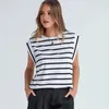 Damesblouses Vrouwelijk T-shirt Gestreept kleurblok tanktop voor dames Losvallend T-shirt met O-hals Raglanmouwen Zomer streetwear