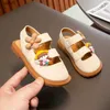 Sandals Girls Sandals Spring Summer Closed Toe Princess Shoes Flower Sweet Kids Leather Shoes Comfortable Flat Sandals Solid Girls ShoesC24318