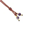 Pendant Necklaces Crystal Braided Necklace For Women Natural Amethyst Black Agate Opal Stone Handmade Thread Wrapped Macrame Chain Jewelry