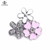 Urok bransoletki Royalbeier 1pcs Flower Snap Button 18 mm Metal Charms Pies Piez z Rhinestone na biżuterię bransoletki