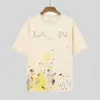 Designer Luxe Lanvins Classique À La Mode Et Polyvalent Confortable Et Polyvalent Hommes Et Femmes Beige Splashed Ink Tee À Manches Courtes Couple T-shirt