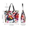 Einkaufstaschen, mexikanische Otomi-Stickerei, Lebensmittelgeschäft, bedruckt, Canvas, Shopper, Schultertasche, großes Fassungsvermögen, tragbare Handtasche mit Blumenmuster