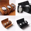 3 Slots Watch Boxes Roll Travel Case Portable Leather Watch Storage Box Slid in Out3089