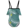 Women's Swimwear 2024 Vintage Polynesian Pattern Lotus Leaf Ribbon Girl Beach Party Children's Princess Bikini Customization