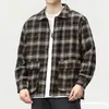 Chemises décontractées pour hommes printemps et automne marque de mode rétro manteau de lavage lourd tendance tout avec chemise à manches longues à carreaux amples