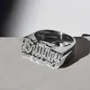 DIY-legering gegraveerde aangepaste roestvrijstalen handgemaakte ring tweekleurige naam vergulde ringen