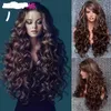 Hoofddeksels Haaraccessoires Designer Merk dames lang krullend synthetisch pluizig bruin pruik Yiwu GOE6